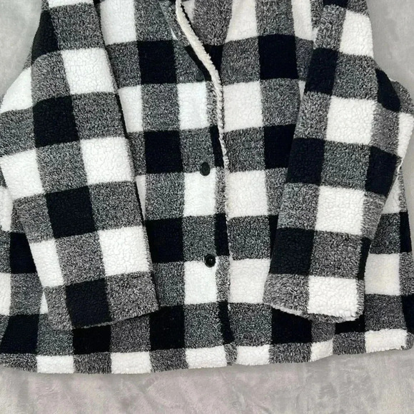 Steve Madden Womens Plaid Faux Sherpa Lined‎ Jacket Plus Size 3X Hood - Picture 5 of 16